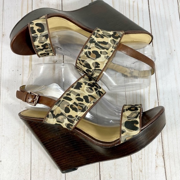 Coach Jezabel Cheetah Print Over Signature C Print Wedge Sandals 10B - Picture 6 of 12